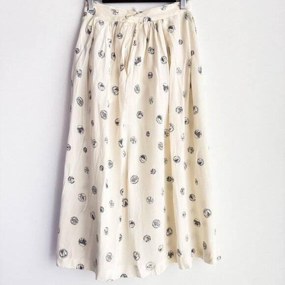 Perry Ellis Portfolio Coin Print Silk Blend Midi Skirt 6 - Picture 10 of 13